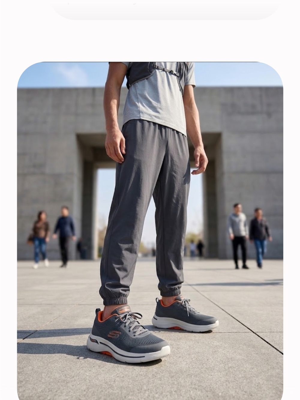 Skechers ArchFit ,Gray and Orange Men's Athletic Sneakers.